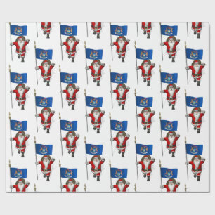 Papel De Regalo Santa Claus Con Bandera De Michigan