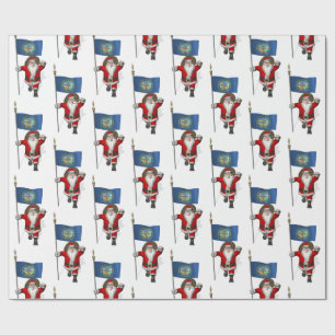 Papel De Regalo Santa Claus Con Bandera De Nebraska