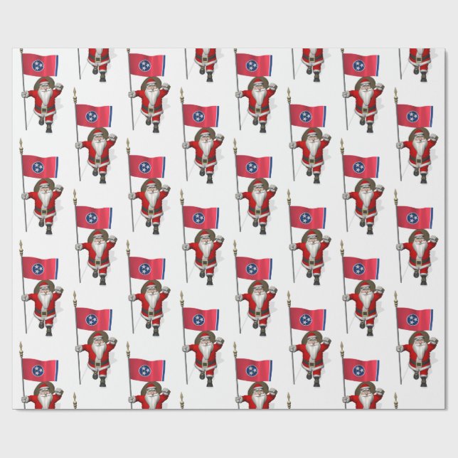 Papel De Regalo Santa Claus Con Bandera De Tennessee (Superficie plana)