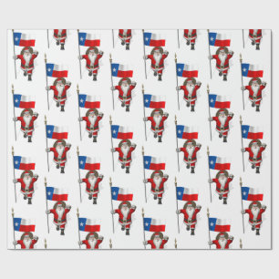 Papel De Regalo Santa Claus Con Bandera De Texas