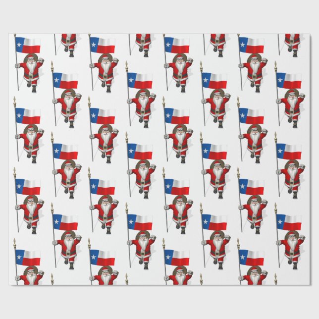 Papel De Regalo Santa Claus Con Bandera De Texas (Superficie plana)