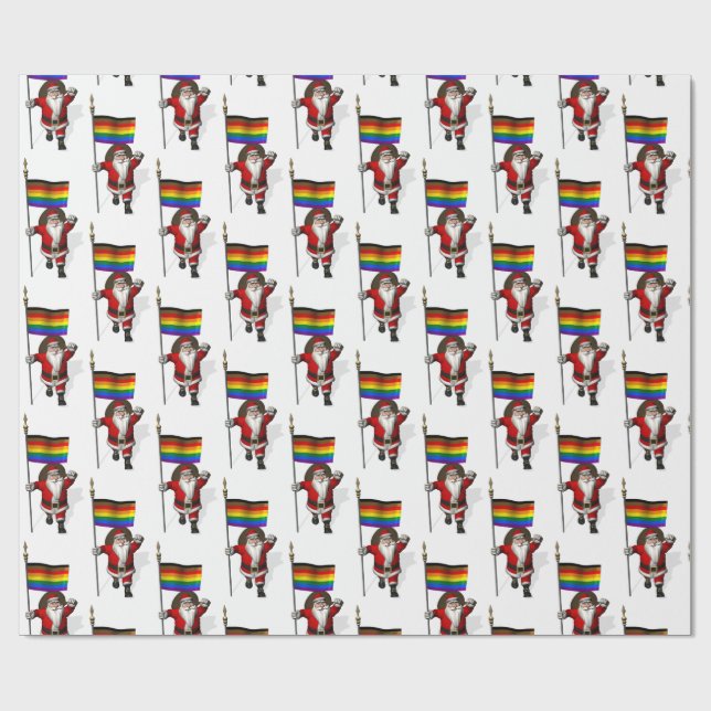 Papel De Regalo Santa Claus con bandera del Orgullo Filadelfia (Superficie plana)