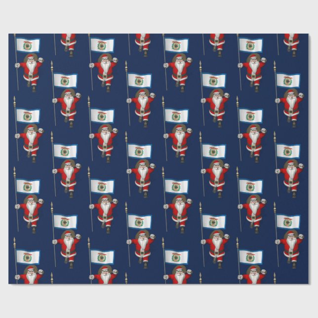 Papel De Regalo Santa Claus Con El Diseño De Virginia Occidental (Superficie plana)