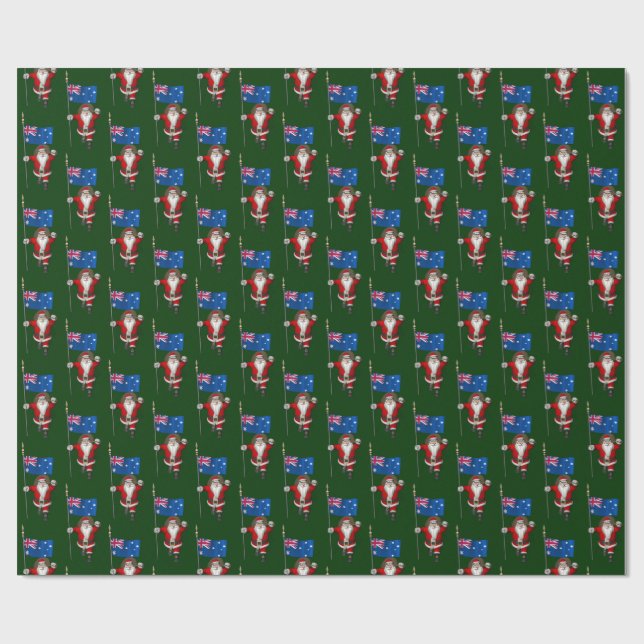 Papel De Regalo Santa Claus Con El Fin De Australia (Superficie plana)