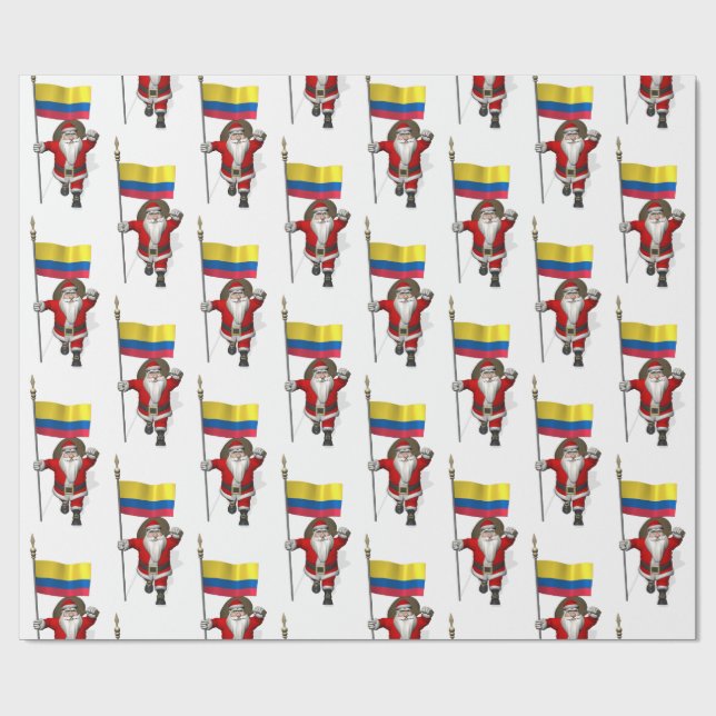 Papel De Regalo Santa Claus Con El Fin De Colombia (Superficie plana)