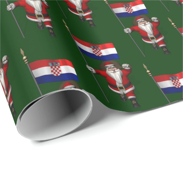 Papel De Regalo Santa Claus Con El Fin De Croacia (Esquina del rollo)