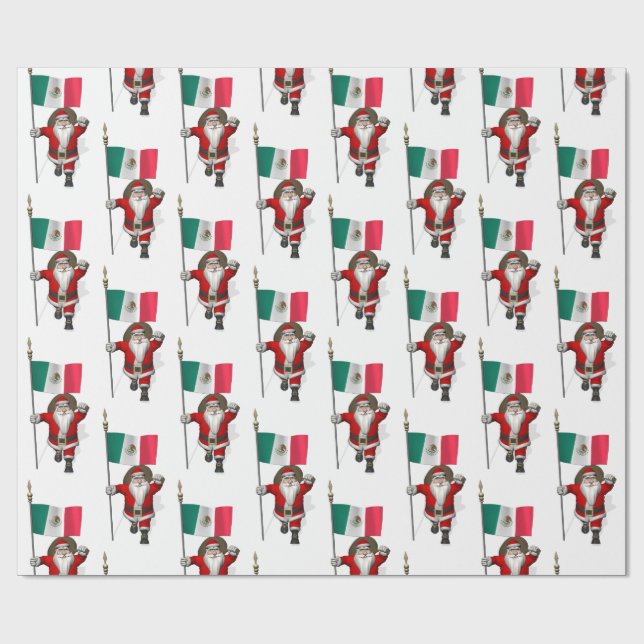 Papel De Regalo Santa Claus Con El Fin De México (Superficie plana)