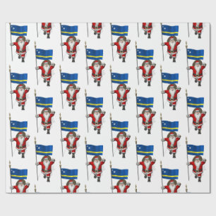 Papel De Regalo Santa Claus Con El Firma De Curazao