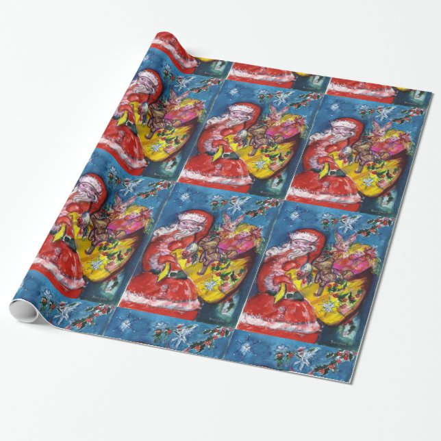 PAPEL DE REGALO SANTA CLAUS CON EL SACK DE REGALOS DE NAVIDADES (Desenrollado)