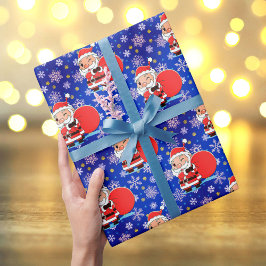 Papel De Regalo Santa Claus con enormes Navidades de copos de niev