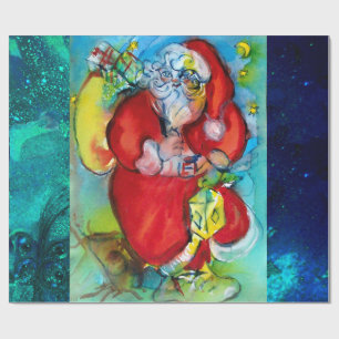 PAPEL DE REGALO SANTA CLAUS CON LANTERA EN NAVIDADES NOCHE