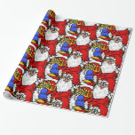 Papel De Regalo Santa Claus con Navidades de Menorah<br><div class="desc">Aquí hay una divertida envoltura de regalo de Chrismukkah que muestra a Santa sosteniendo una menorah por todas partes.  Vendo esto en "brillante" pero puedes cambiarlo a un acabado mate si lo prefieres.  Diseñado por Sheila Cicchi,  Brownielocks.com. Todos Los Derechos Reservados.</div>