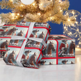 Papel De Regalo Santa Claus del Oeste montando Navidades de caball