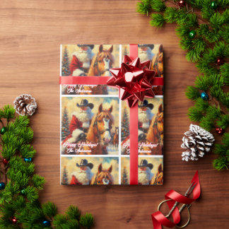 Papel De Regalo Santa Claus del Oeste y Navidades de caballos