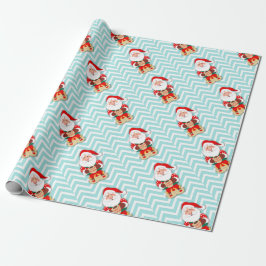 Papel De Regalo Santa claus en pijamas rojos sosteniendo una taza