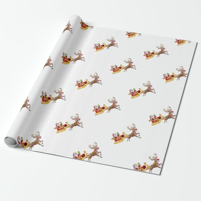 Papel De Regalo Santa Claus en trineo (Desenrollado)