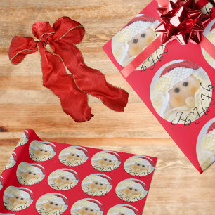 Papel De Regalo Santa Claus Face Cute Ho Ho Navidades rojos