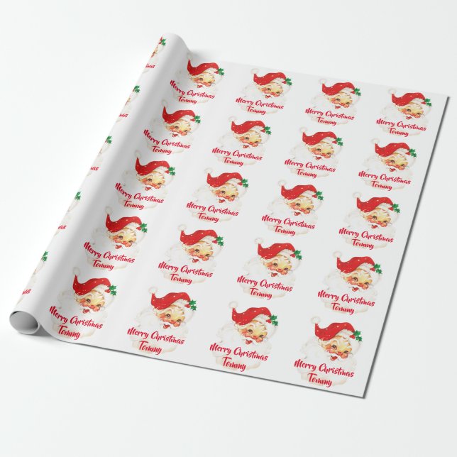 Papel De Regalo Santa Claus Feliz Navidad personalizado (Desenrollado)