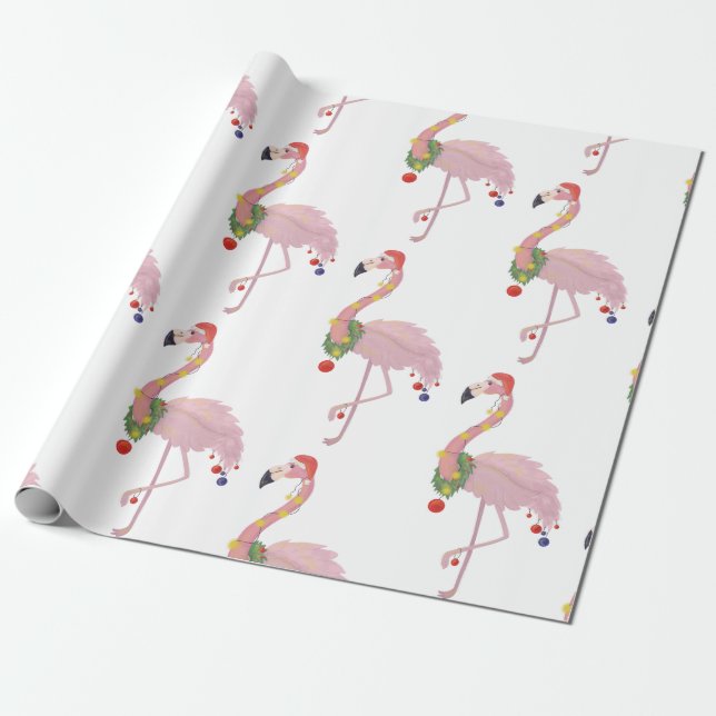 Papel De Regalo santa claus flamingo (Desenrollado)