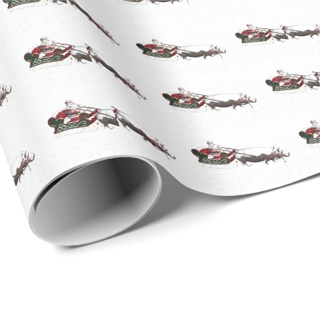 Papel De Regalo Santa Claus Hippo Sleigh (Esquina del rollo)