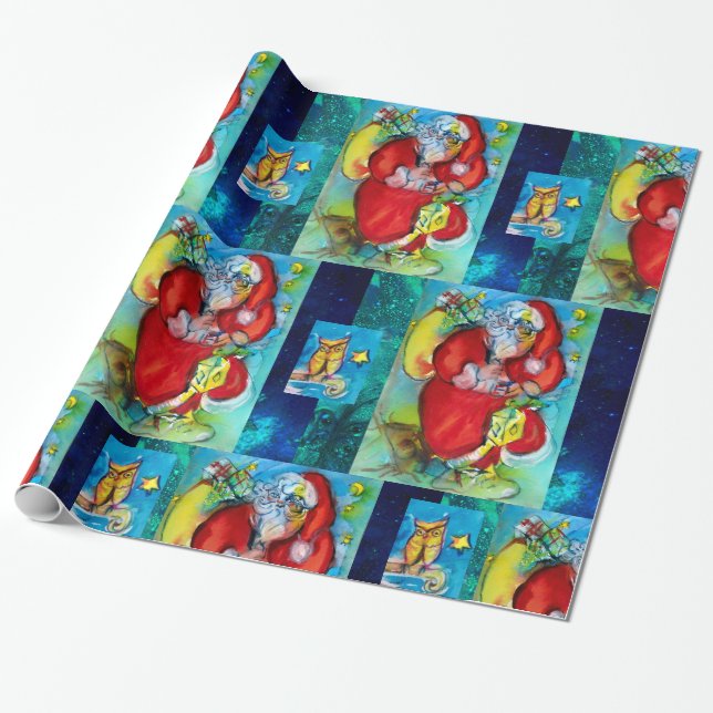 PAPEL DE REGALO SANTA CLAUS HOLDING LANTERN, NAVIDADES NOCTURNAS (Desenrollado)