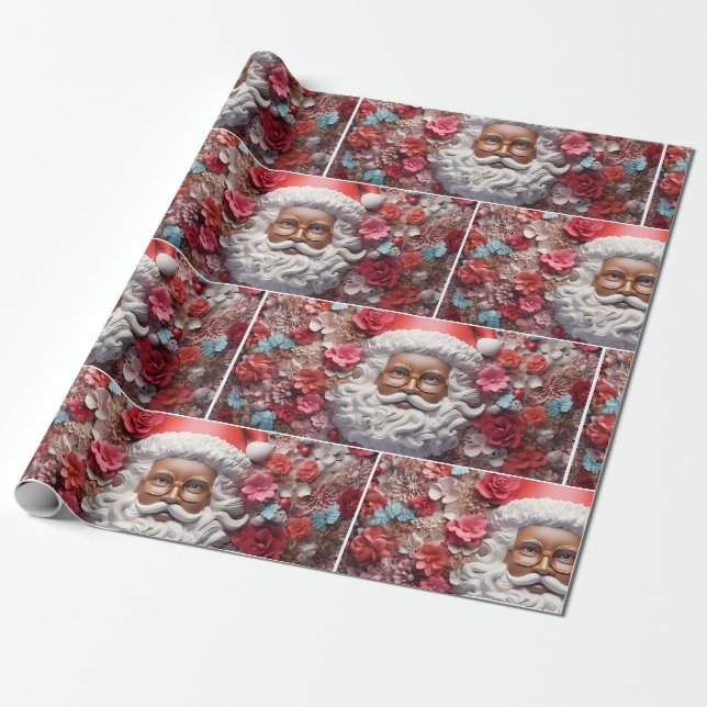 Papel De Regalo Santa Claus Melanin Navidades 3D St. Nick (Desenrollado)