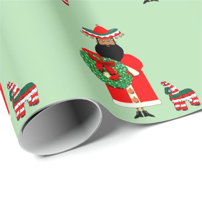 Papel De Regalo Santa Claus Mexicano (Esquina del rollo)