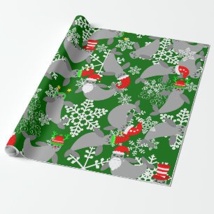 Papel De Regalo santa claus navidades manatee green