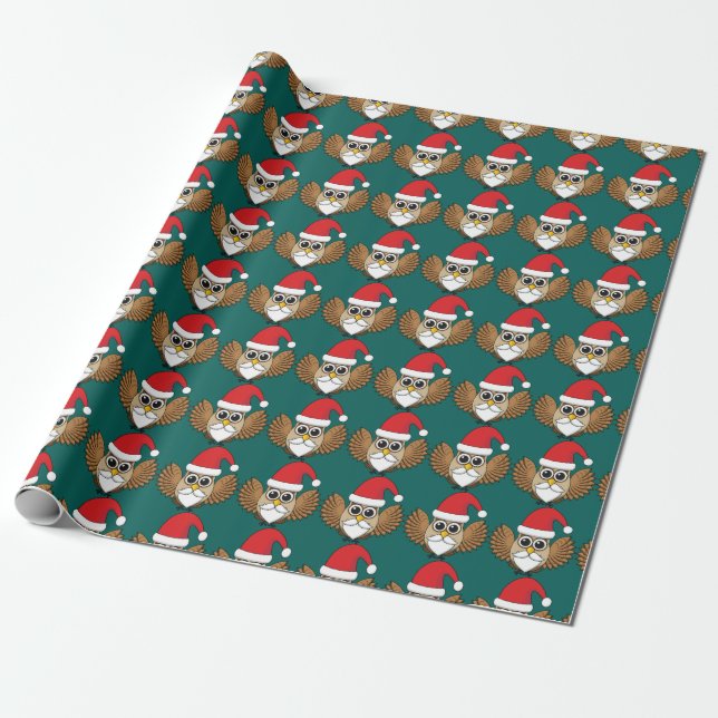 Papel De Regalo Santa Claus Owl (Desenrollado)