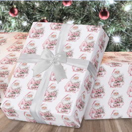 Papel De Regalo Santa Claus Pink Christmas