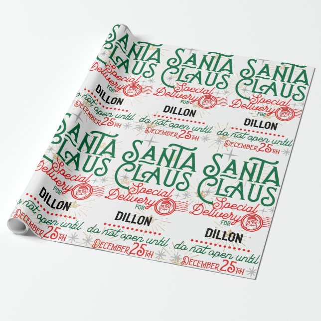 Papel De Regalo Santa Claus Special Delivery Wrapping Paper (Desenrollado)