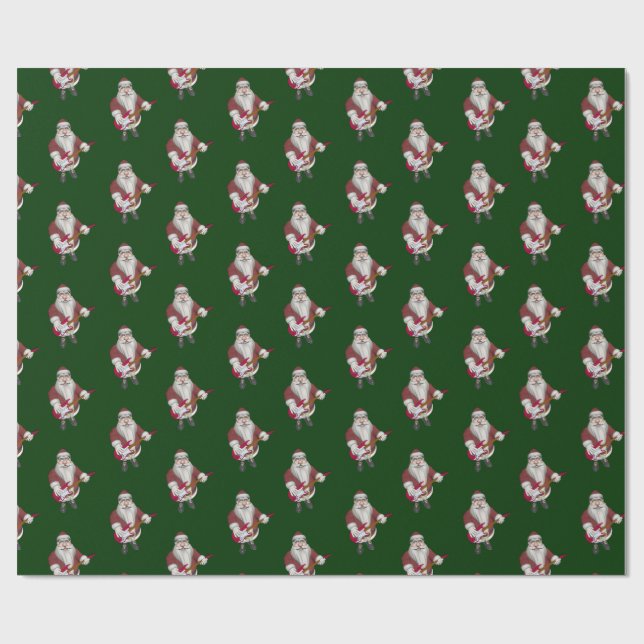 Papel De Regalo Santa Claus tocando guitarra eléctrica (Superficie plana)