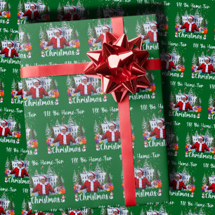 Papel De Regalo Santa Claus Trump Estaré en casa para Navidades Gr