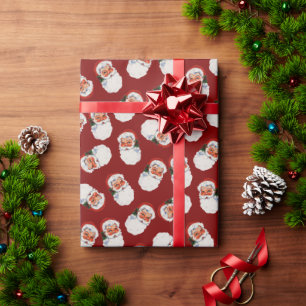 Papel De Regalo Santa Claus Victoriano Antiguo Burgundy Navidad
