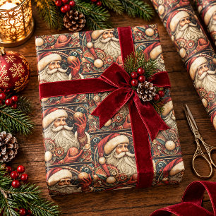 Papel De Regalo Santa Claus Victoriano Vintage Antiguo