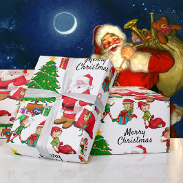 Papel De Regalo Santa Claus y Elves en el parto de los Navidades