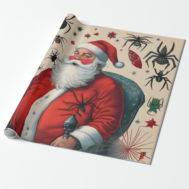 Papel De Regalo Santa Claus y las arañas (Desenrollado)