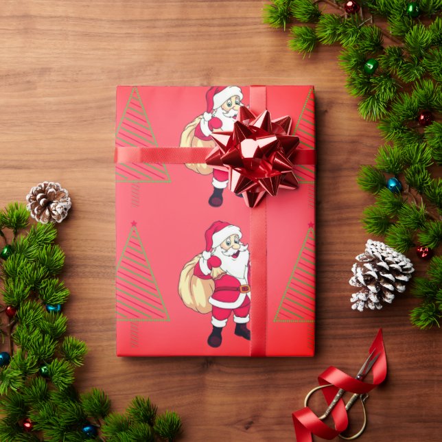 Papel De Regalo Santa Claus y los árboles de Navidad (Regalo de vacaciones)