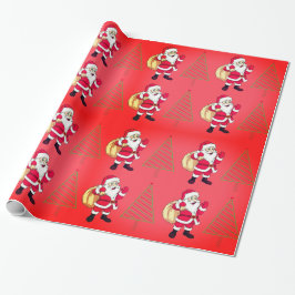 Papel De Regalo Santa Claus y los árboles de Navidad