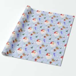 Papel De Regalo Santa Claus y Reno Antílope de Navidad Vintage