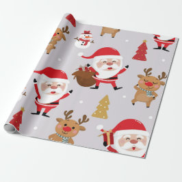 Papel De Regalo Santa Claus Y Snowman