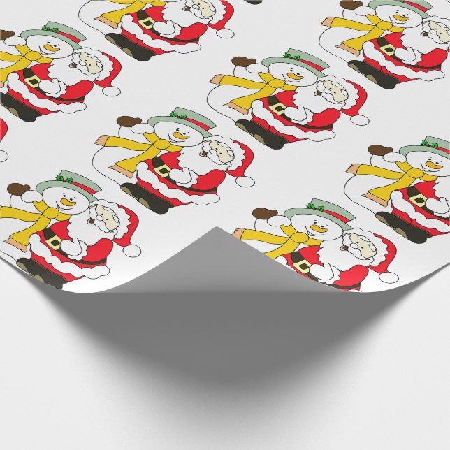 Papel De Regalo Santa Claus y Snowman (Esquina)