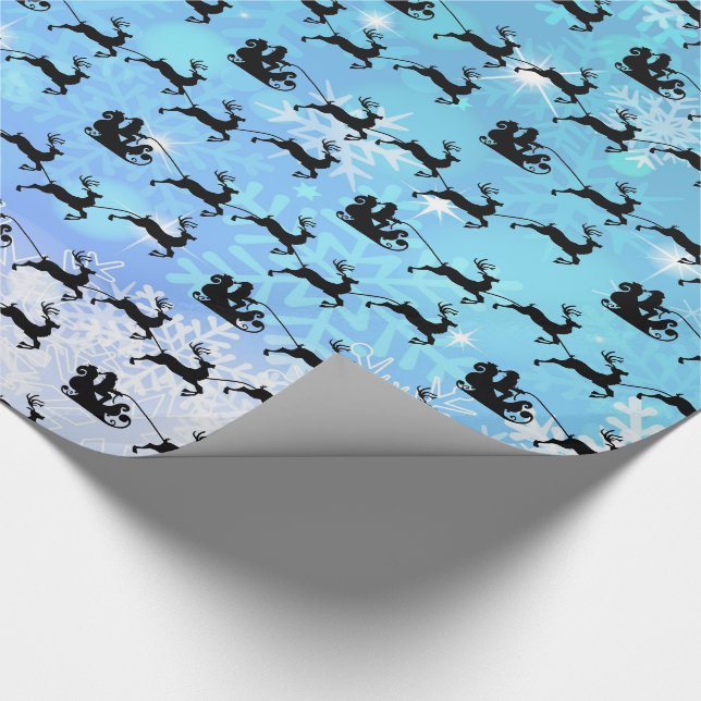 Papel De Regalo Santa Claus y sus Navidades de renos voladores (Esquina)