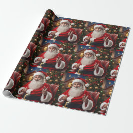 Papel De Regalo Santa Cláusula sonriendo y saludando