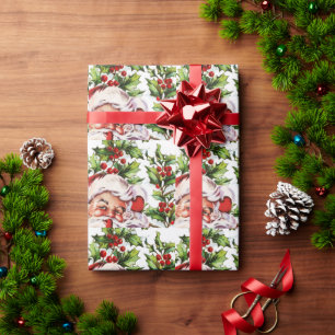 Papel De Regalo Santa cláusula vintage holly elegante