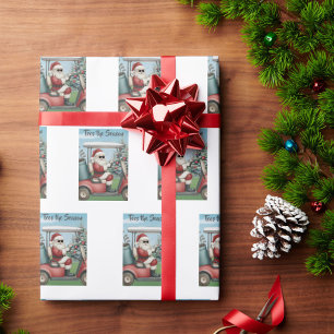 Papel De Regalo Santa con gafas de sol en carrito de golf comienza