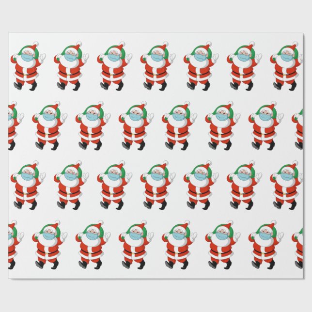 Papel De Regalo Santa con máscara médica (Superficie plana)