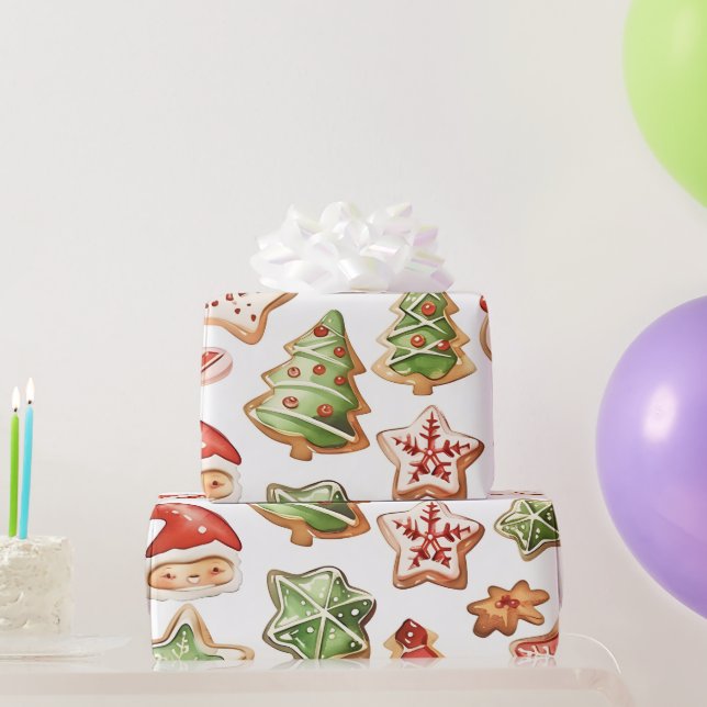 Papel De Regalo Santa Cookies  (Regalos de fiesta)