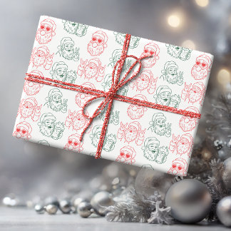 Papel De Regalo Santa Cool Dibujado a Mano