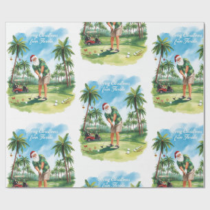 Papel De Regalo Santa de Navidad de Florida jugando golf 